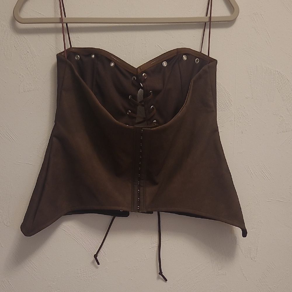 Windsor Chocolate Lace-Up Strapless Top - Picture 16 of 16